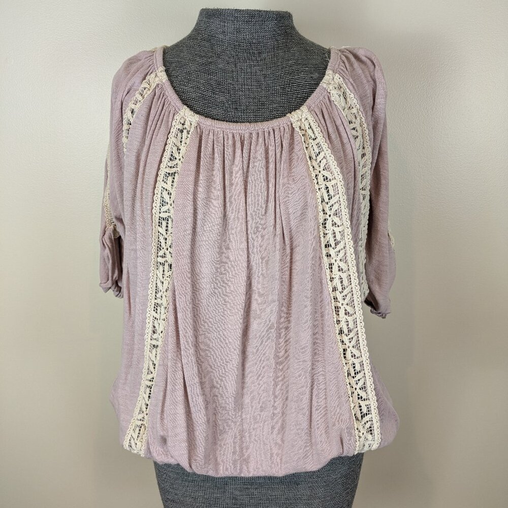 Designer Threads 4 Thought Boho Lilac Top Tunic Shirt Size M EUC